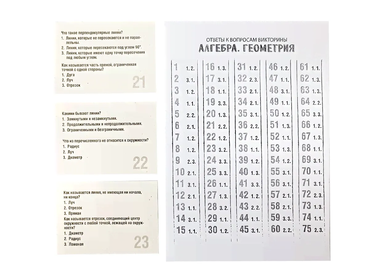 Настольная игра викторина «Алгебра. Геометрия»-1