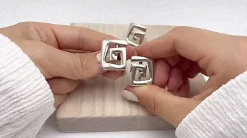 Серебряные серьги женские Лабиринт, серебро 925, крупные необычные сережки геометрия. Компания Юмила