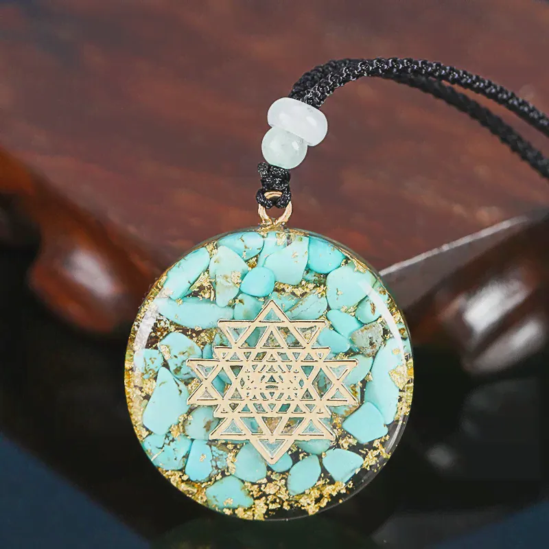 🛍 Orgonite кулон Шри-Янтра исцеления с украшением в виде кристаллов ожерелье Сакральная Геометрия ожерелье чакры Сбор богатство ювелирные изделия для медитации-3