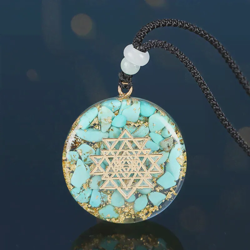 🛍 Orgonite кулон Шри-Янтра исцеления с украшением в виде кристаллов ожерелье Сакральная Геометрия ожерелье чакры Сбор богатство ювелирные изделия для медитации-2