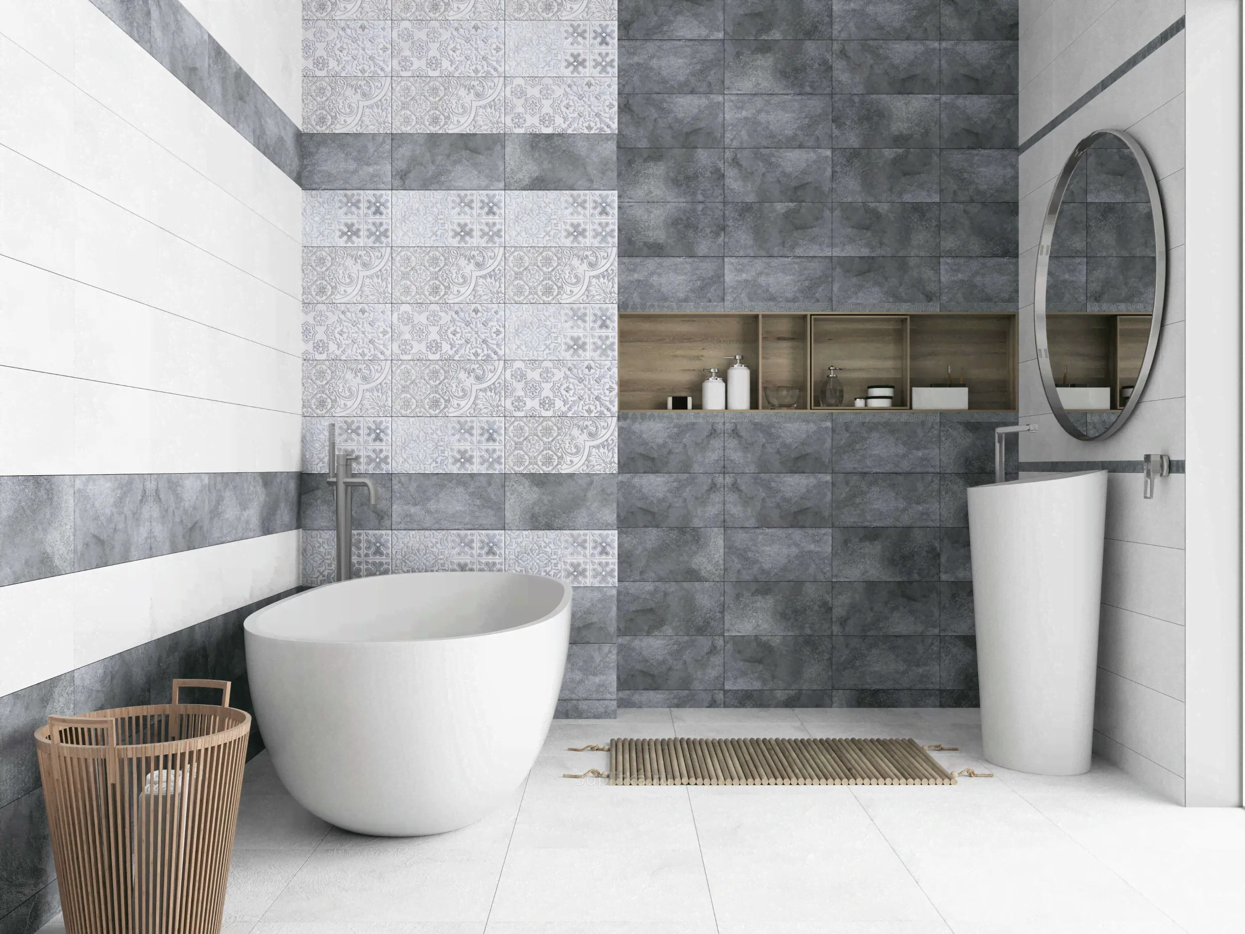 Lasselsberger (LB-Ceramics) Кампанилья 1041-0246 Геометрия серая 20x40 - керамическая плитка и керамогранит-0