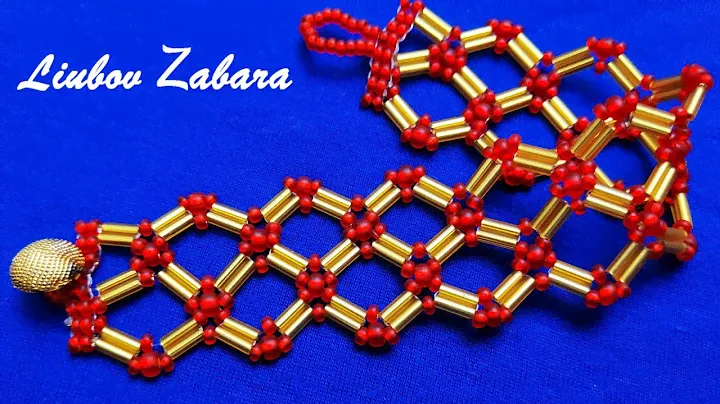 Браслет из бисера и стекляруса "Золотая геометрия".Bead and Glass Bead Bracelet.حبة والزجاج حبة سوار