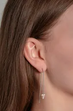 Серьги продевки серебряные Геометрия