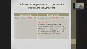 Обзор рабочих программ по учебным предметам и коррекционным курсам при реализации АООП вариант 7.2