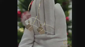 Золотые серьги подвески Кубик без камней 029339